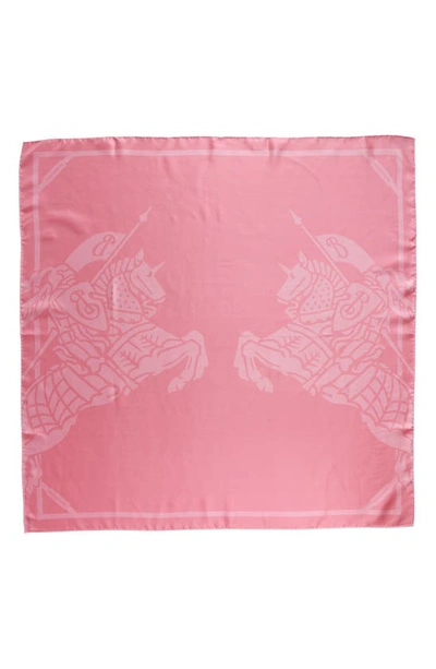 Burberry Ekd Print Silk Square Scarf In Pink