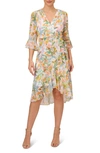 ADRIANNA PAPELL FLORAL FAUX WRAP DRESS