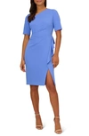 ADRIANNA PAPELL DRAPED STRETCH CREPE SHEATH DRESS