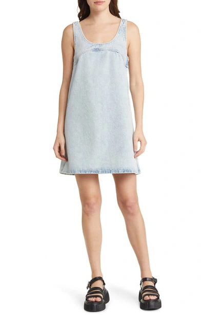 Frame Blue Micro Flare Denim Minidress In Getaway