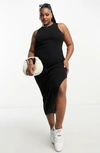 Asos Design Curve Racerback Tank Dress In Black
