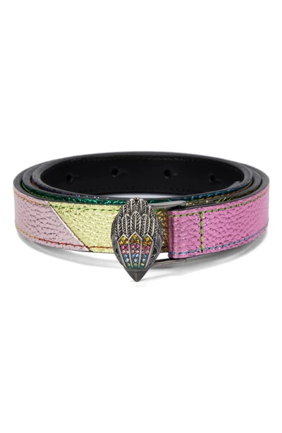 KURT GEIGER CRYSTAL BUCKLE METALLIC RAINBOW BELT