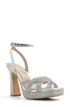 Aldo Womens Rhinestone Leather Ankle Strap In Silver