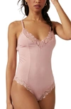 Free People Intimately Fp Wild Bunch Lace Bodysuit In Silver Pink