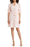 Eliza J Floral Jacquard Belted Dress In Blush