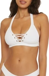 BECCA MODERN EDGE LACE-UP BIKINI TOP