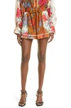 ZIMMERMANN GINGER FLORAL RELAXED FIT SILK SHORTS