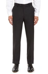 BERLE FLAT FRONT STRETCH SOLID WOOL TROUSERS