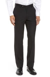 BERLE FLAT FRONT STRETCH SOLID WOOL TROUSERS