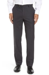 BERLE FLAT FRONT STRETCH SOLID WOOL TROUSERS