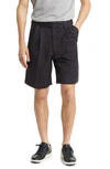 Berle Microfiber Pleated Shorts In Black