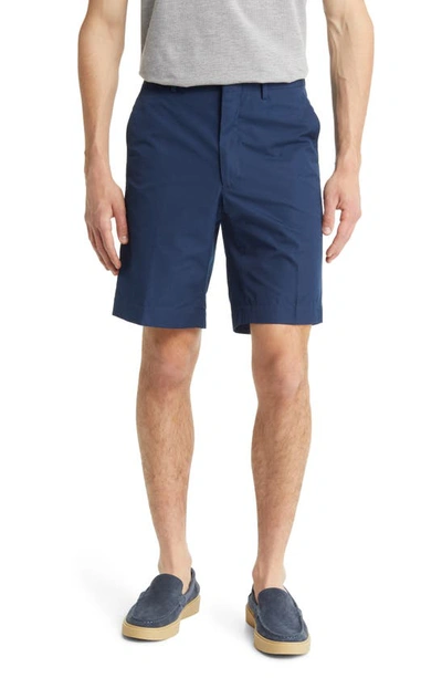 Berle Prime Poplin Flat Front Shorts In Navy