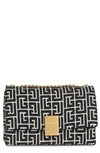 Balmain Small 1945 Soft Monogram Jacquard Crossbody Bag In Gfe Ivory/ Black