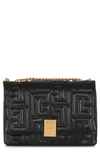 Balmain Small 1945 Soft Monogram Quilted Lambskin Crossbody Bag In 0pa Black