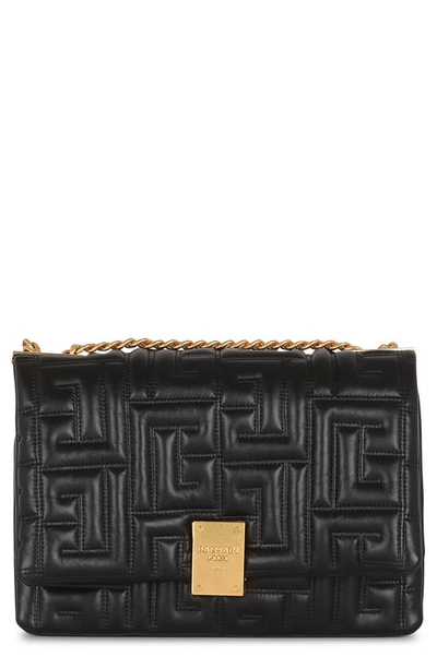 Balmain Small 1945 Soft Monogram Quilted Lambskin Crossbody Bag In 0pa Black