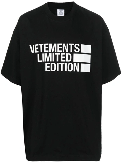 Vetements Cotton T-shirt In Black