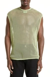 Raf Simons Fishnet Tank Top In Mint 0021