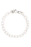 Open Edit Crystal Resin Link Collar Necklace In Clear- White- Rhodium