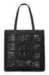 Tory Burch Ella Raffia Tote In Black