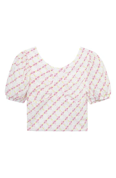 HABITUAL KIDS' PUFF SLEEVE BRODERIE ANGLAISE COTTON TOP