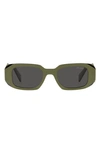 Prada Rectangle-frame Sunglasses In Shiny Olive Dark Grey