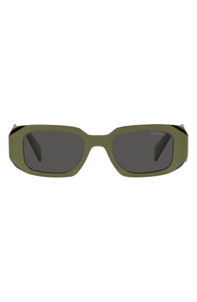 Prada Rectangle-frame Sunglasses In Shiny Olive Dark Grey