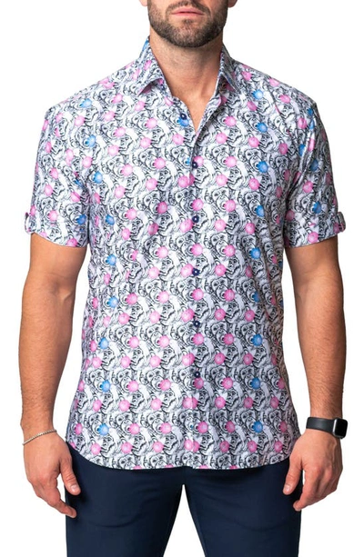 MACEOO GALILEO MONKEYGUM SHORT SLEEVE CONTEMPORARY FIT BUTTON-UP SHIRT