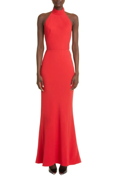 Alexander Mcqueen Halterneck Midi Dress In Red