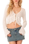 Edikted Luka Tie Front Crop Cardigan In Cream