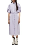 Allsaints Osa Puff Sleeve Denim Shirtdress In Washed Purple