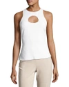 CUSHNIE ET OCHS CIRCLE-CUTOUT TANK TOP, WHITE