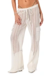 Edikted Ines Sheer Lace Cargo Pants In Cream