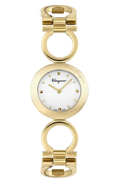 Ferragamo Gancino Bracelet Watch, 28mm In Gold
