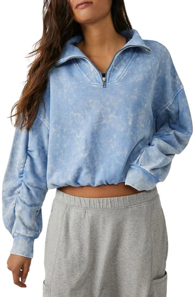 Fp Movement Valley Girl Half Zip Crop Sweatshirt In Cloudy Waters
