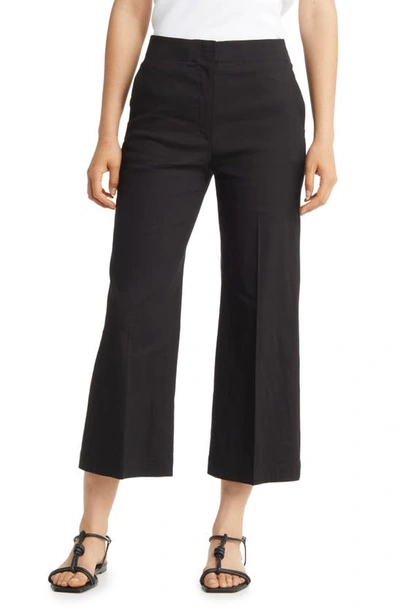 Theory Precision Ponte High-waist Wide-leg Trousers In Black