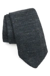 Thom Sweeney Linen Knit Tie In Darkest Navy