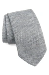 Thom Sweeney Linen Knit Tie In Slate Grey