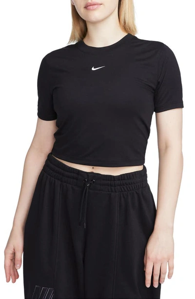 Nike Essential Slim Crop T-shirt In Black In Multi