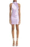 SAU LEE PENNY SATIN HALTER MINIDRESS