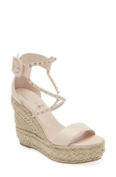 Christian Louboutin Chocazeppa Spikes Espadrille Sandal In White