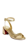 Christian Louboutin Miss Sabina Metallic Red Sole Ankle-strap Sandals In Gold