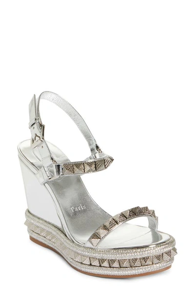 Christian Louboutin Pyraclou Espadrille Wedge Sandal In White