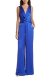 Ramy Brook Bridgid Sleeveless Twist-front Silk Jumpsuit In Cabana Blue