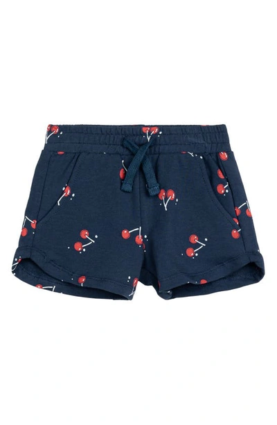 Miles The Label Babies' Cherry Print French Terry Organic Cotton Shorts In 604 Navy