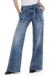 HINT OF BLU MIGHTY BELTED HIGH WAIST WIDE LEG JEANS