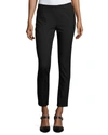 Lela Rose Demi Button-embellished Stretch-crepe Tapered Pants In Black