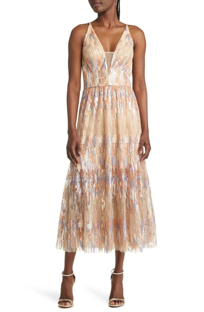 dress the population sierra Dress the Population Black Label Sierra V-Neck Floral-Embroidered Midi Dress
