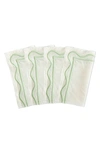 Misette Colorblock Linen Four-piece Napkin Set In Color Block Sage