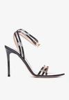 GIANVITO ROSSI 110 POINTED-TOE LEATHER SANDALS,G32209 15RIC VMENEME METAL BLACK MEKONG