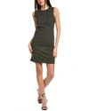 Theory Tailored Wool-blend Sheath Dress In Green